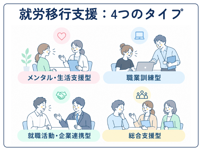 就労移行支援の4タイプ